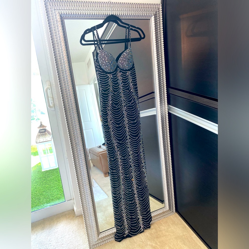 Mesh Diamonds Maxi Dress Black
